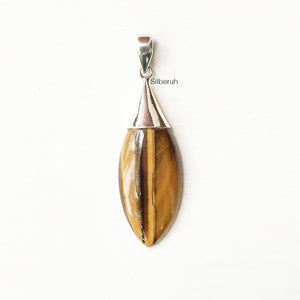 Tiger's Eye Marquise Silver Pendant
