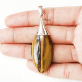 Tiger's Eye Marquise Silver Pendant