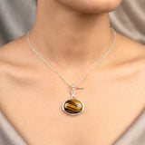 Tiger's Eye Oval Silver Pendant