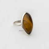 Tiger's Eye Silver Marquise Ring