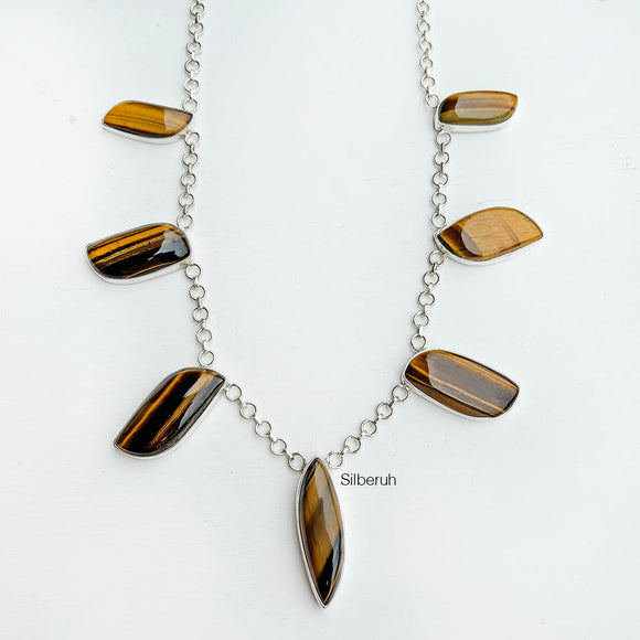 Tiger's Eye Tribal Silver Necklace
