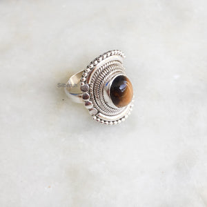 Tiger's Eye Tribal Silver Ring