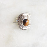 Tiger's Eye Tribal Silver Ring