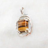 Tiger's Eye Twisted Silver Pendant