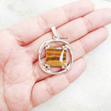 Tiger's Eye Twisted Silver Pendant