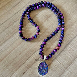 Titanium Druzy Gemstone Silver Necklace for Women