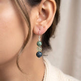 Tree Agate, Prehnite & Jasper Silver Earring