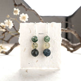 Tree Agate, Prehnite & Jasper Silver Earring