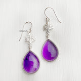 Tree Of Life Amethyst Silver Drop Earring