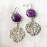 Tree Of Life Amethyst Silver Earring