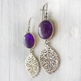 Tree Of Life Amethyst Silver Earring