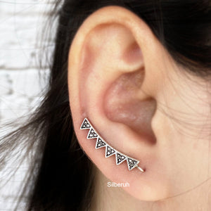 Triangle Silver Ear Climber Earring