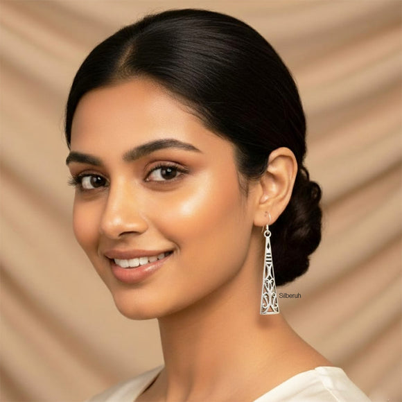 Triangle Silver Jali Earring