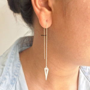Triangle Threader Silver Earring