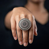 statement tribal sterling silver ring for women