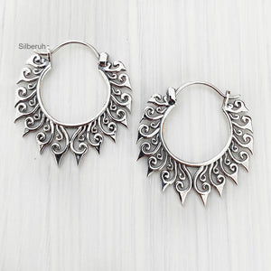 Tribal Silver Bali Hoop Earring