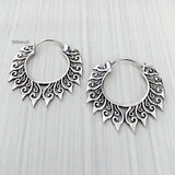 Tribal Silver Bali Hoop Earring