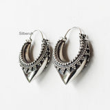 Tribal Silver Bali Hoop Earring