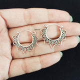 Tribal Silver Bali Hoop Earring