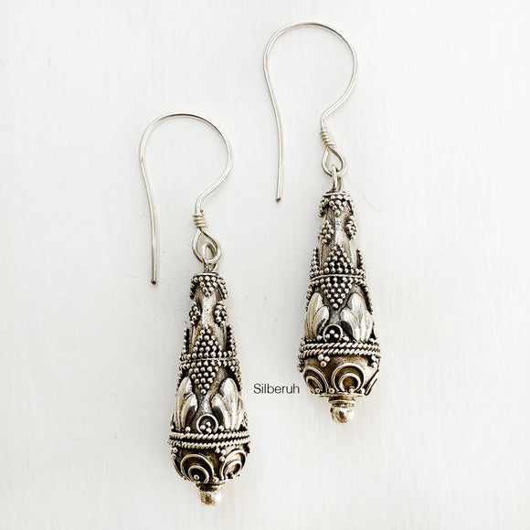 Tribal Silver Drop Earring