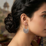 Boho filigree silver hoop earrings handcrafted in pure silver