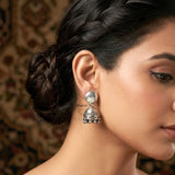 Handcrafted 925 sterling silver jhumka earrings with traditional design