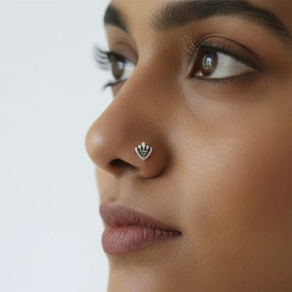 Tribal Silver Nose Pin, handcrafted in solid 92.5 sterling silver