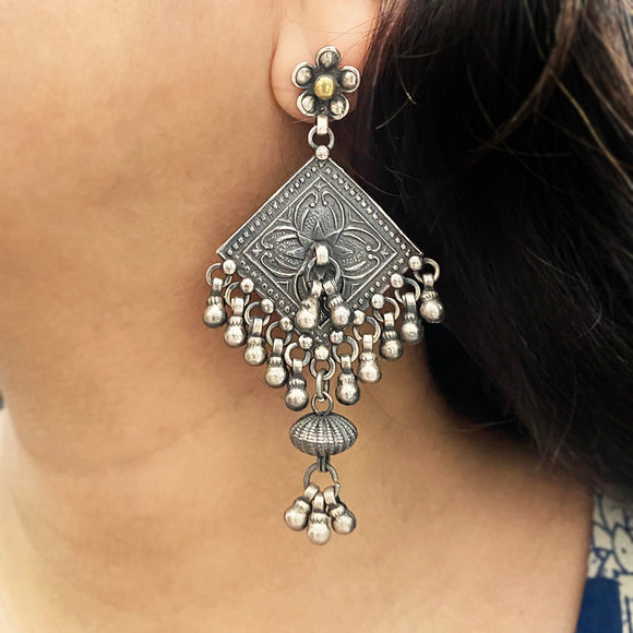 Tribal silver earrings sale