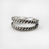 Adjustable oxidised silver tribal toe ring for boho styling