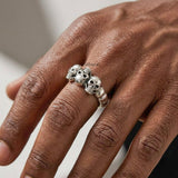 triple skull silver ring 925 India
