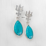 Trishul Turquoise Silver Earring