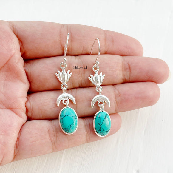 Turquoise Chand Silver Earring