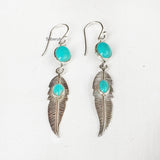 Turquoise Feather Gypsy Silver Earring