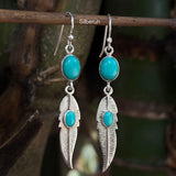 Turquoise Feather Gypsy Silver Earring
