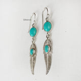 Turquoise Feather Gypsy Silver Earring