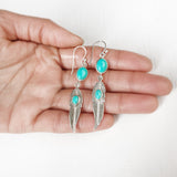 Turquoise Feather Gypsy Silver Earring