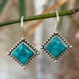 Turquoise Fixed Hook Silver Earring