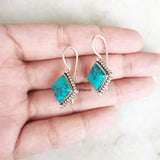 Turquoise Fixed Hook Silver Earring