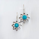 Turquoise Flower Silver Earring