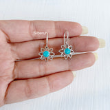 Turquoise Flower Silver Earring