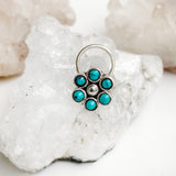 Turquoise Flower Silver Nose Pin