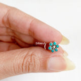 Turquoise Flower Silver Nose Pin