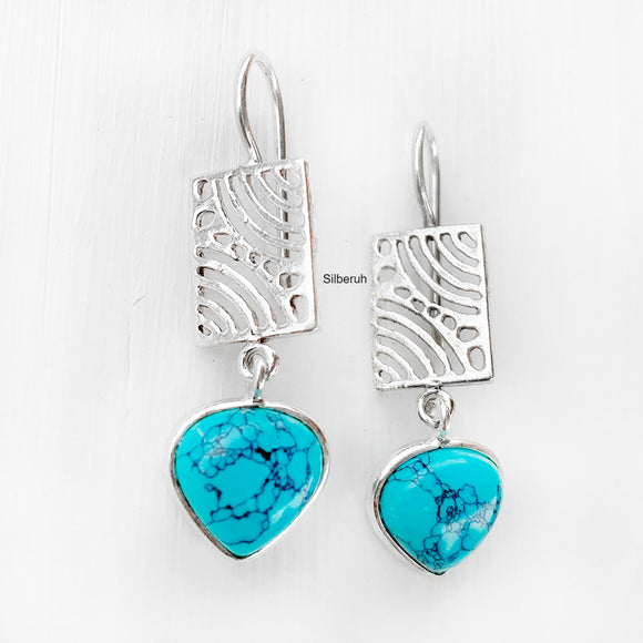 Turquoise Jali Silver Earring