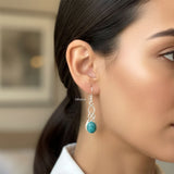 925 silver Turquoise knot earrings drop style