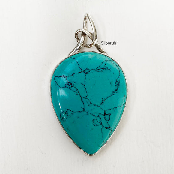 Turquoise Knot Silver Pendant
