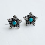 Turquoise Leaf Silver Stud