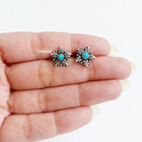 Turquoise Leaf Silver Stud