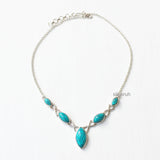 Turquoise Marquise Silver Necklace