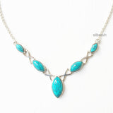 Turquoise Marquise Silver Necklace