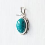 Turquoise Oval Silver Pendant